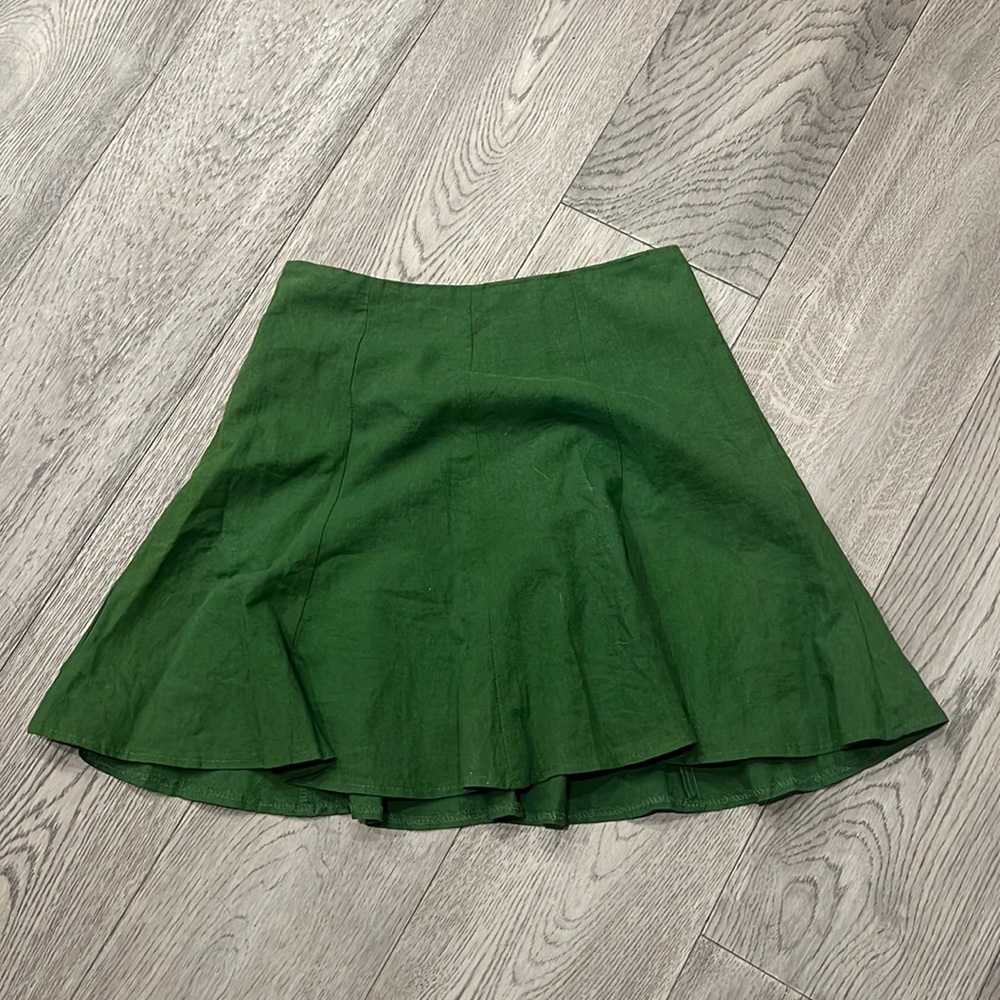 Green linen skirt